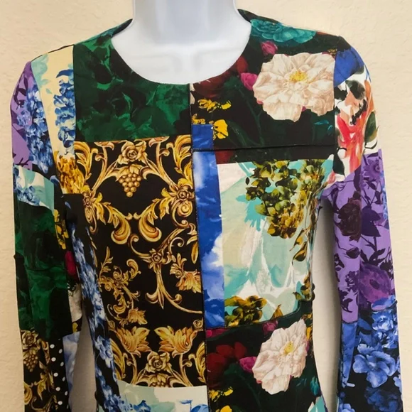 Alice + Olivia Delora Mixed Print Knit Dress - Size 4 - Picture 4 of 9